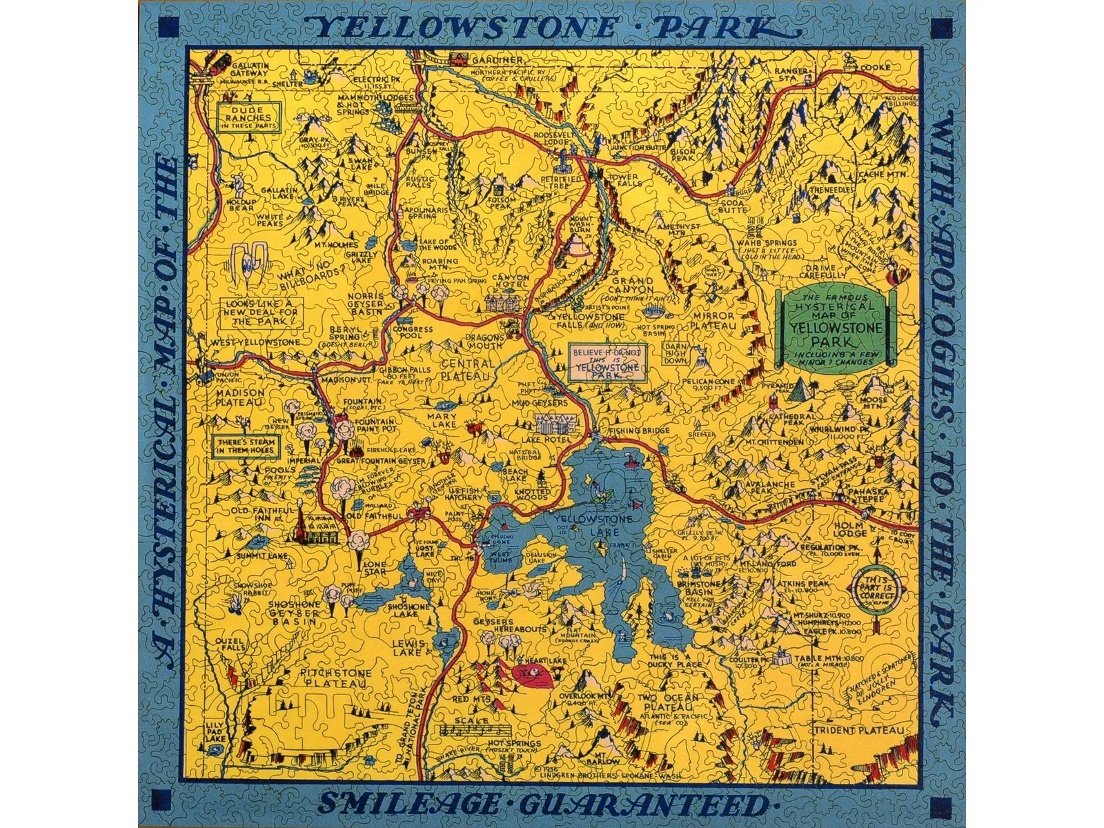 Hysterical Map of Yellowstone Park